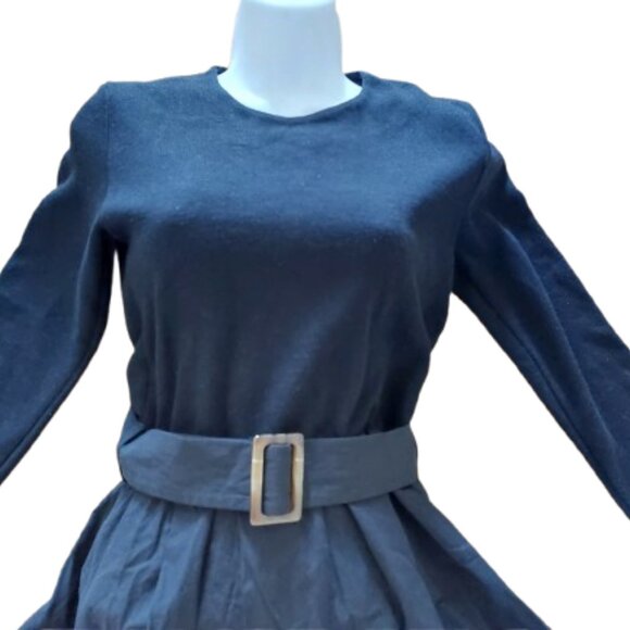 VINTAGE MEXX Black Long Sleeve Skater Style Dress Size 26 (Small) - Picture 2 of 3